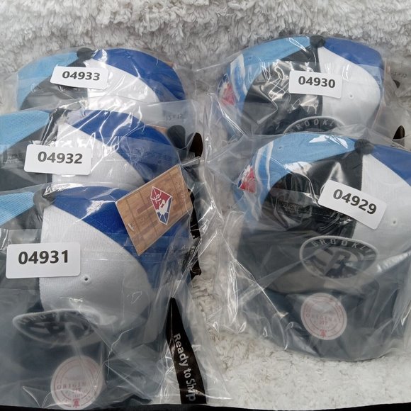 Brooklyn Nets Hat Black White Pinwheel NBA‎ 75th Snapback Retro Mitchell & Ness - Picture 7 of 7